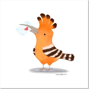 Hoopoe bird with a love letter Posters and Art